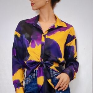 Hutch NWT " Robbie" Ink Blot Floral Satin Blouse